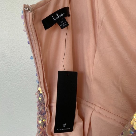 NWT Bringing the Sparkle Blush Iridescent Sequin Bodycon Mini Dress - Picture 9 of 11